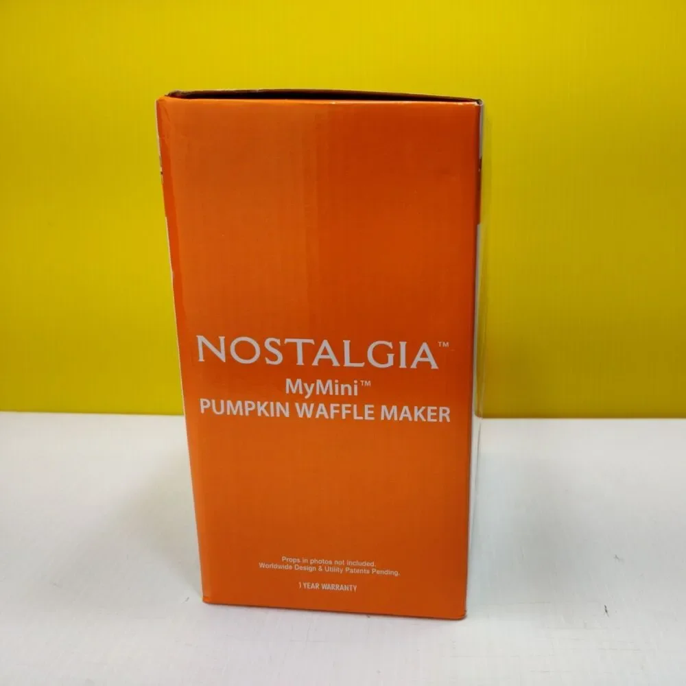 Nostalgia MyMini Pumpkin Pattern Waffle Maker NEW Compact Sz 5 inch NonStick